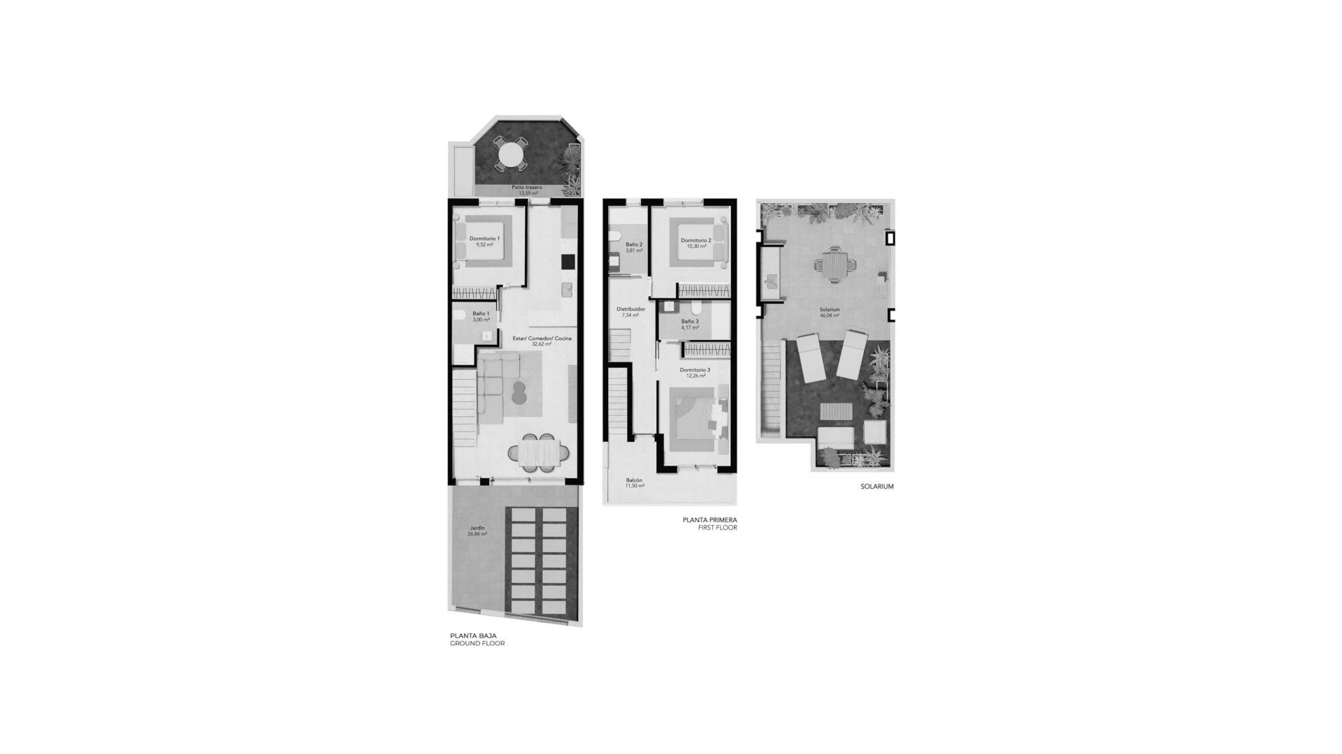 Townhouse floor plan, 3 bedrooms in Bahia Homes Horadada 3 No. 3