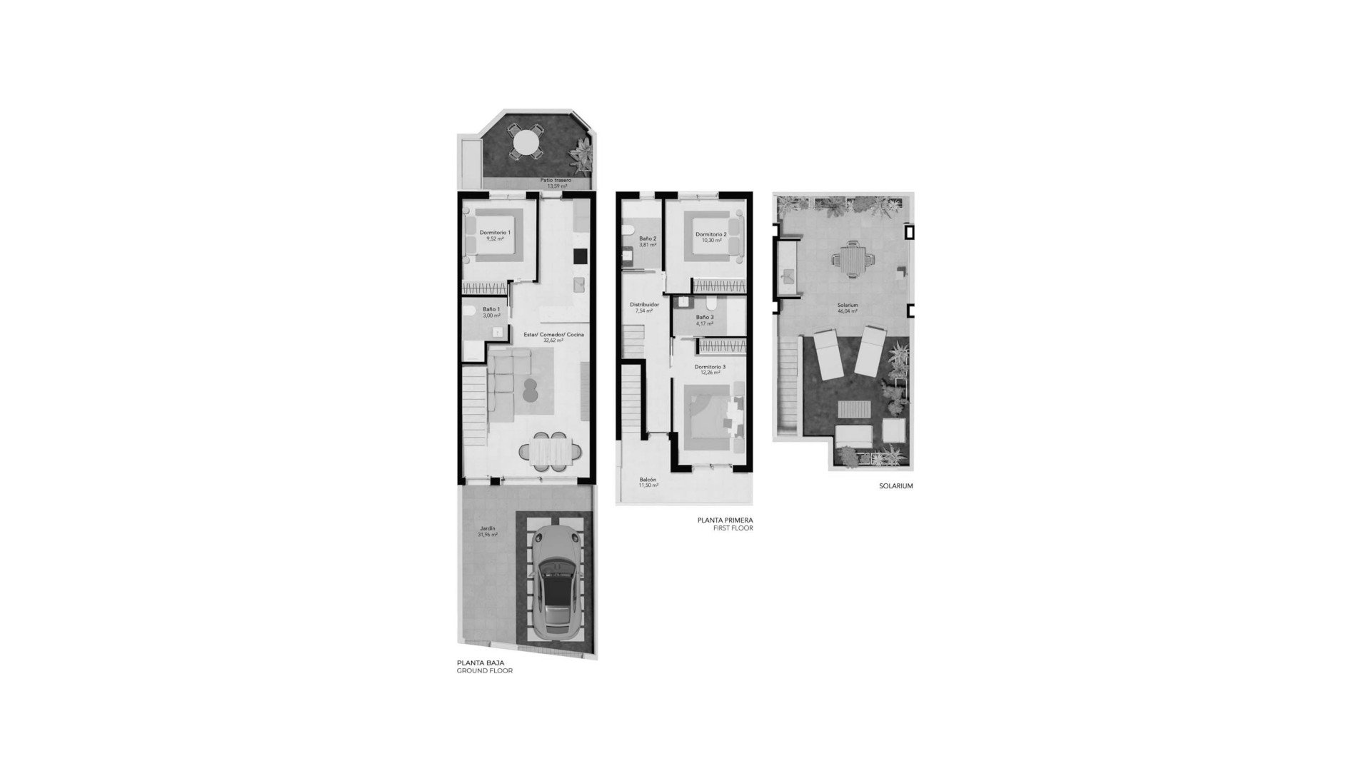Планировка объекта 3 спальни в ЖК Bahia Homes Horadada 3 № 4