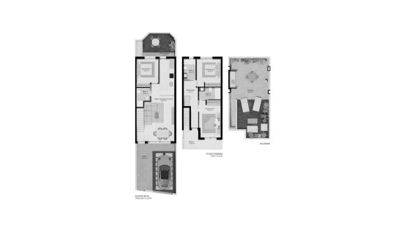 Планировка объекта 3 спальни в ЖК Bahia Homes Horadada 3 № 4 (2D)